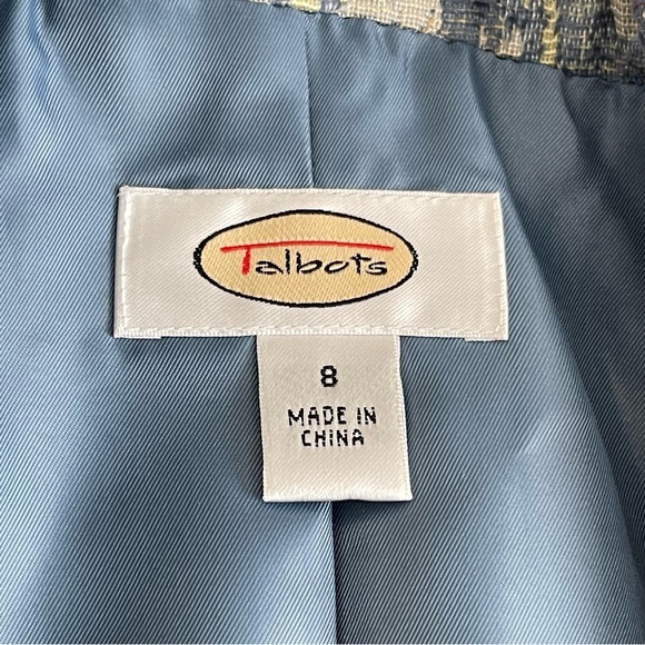 Talbots Tapestry Multicolor Blazer Jacket Women’s Size 8 Velvet Trim Floral Blue - Picture 7 of 8
